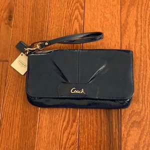 Beautiful Cobalt Blue Coach Leather Wristlet!